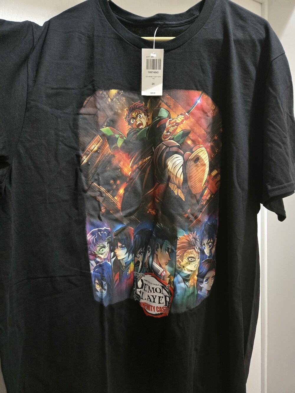 Hot Topic Black Demon Slayer Full-Color Character Graphic Tee